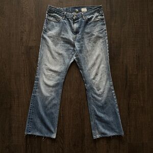 Faded Light Blue Distressed Banana Republic Bootcut Jeans